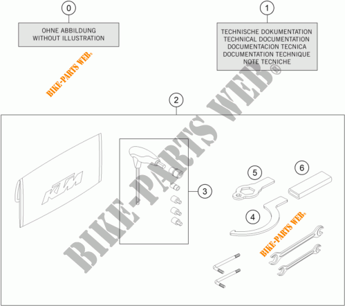 TROUSSE A OUTILS / MANUELS / OPTIONS pour KTM 1290 SUPER DUKE R orange de 2022