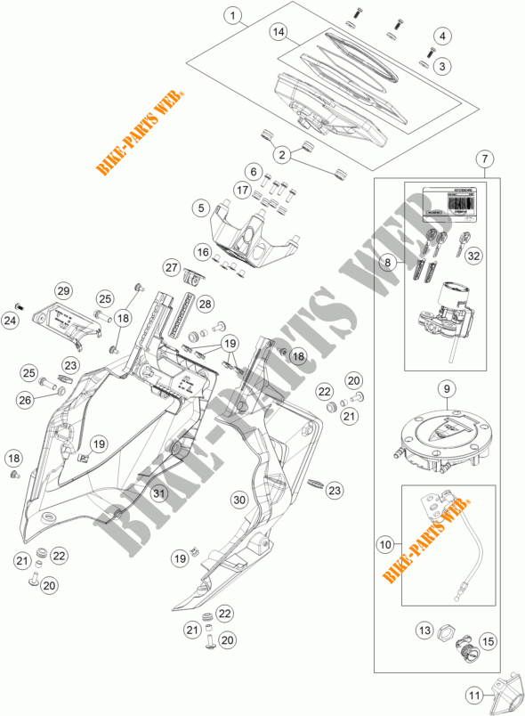 CONTACTEUR A CLE pour KTM 1290 SUPER DUKE GT ORANGE de 2017