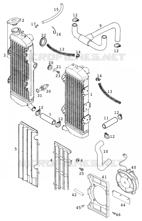 CIRCUIT DE REFROIDISSEMENT KTM MOTO 640 2000 DUKE  640 DUKE II