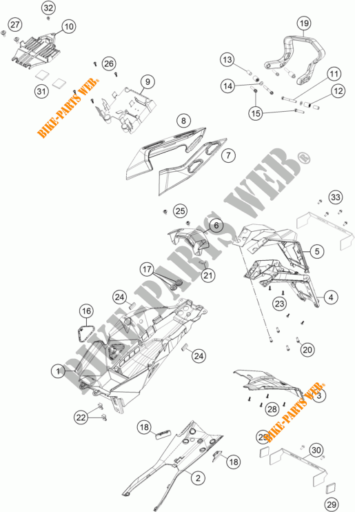 GARDE BOUE ARRIERE / BAVETTE pour KTM 1290 SUPER DUKE GT GREY de 2017