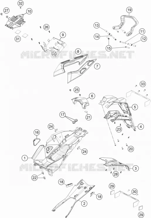 GARDE BOUE ARRIERE / BAVETTE KTM MOTO 1290 2017 SUPERDUKE  1290 SUPER DUKE GT GREY