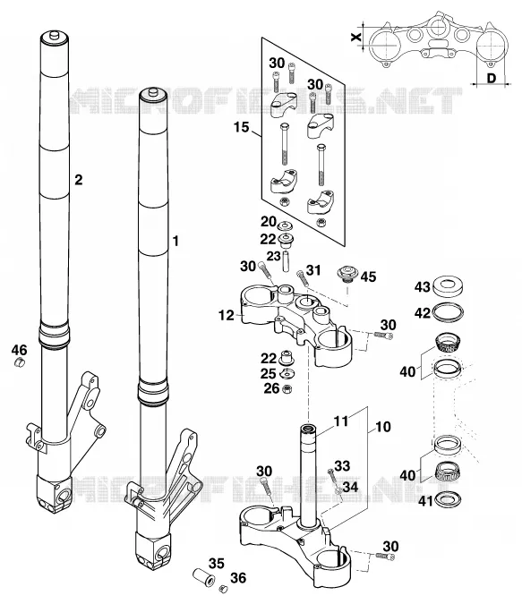 FOURCHE / T DE FOURCHE KTM MOTO 640 1999 DUKE  640 DUKE II LIME