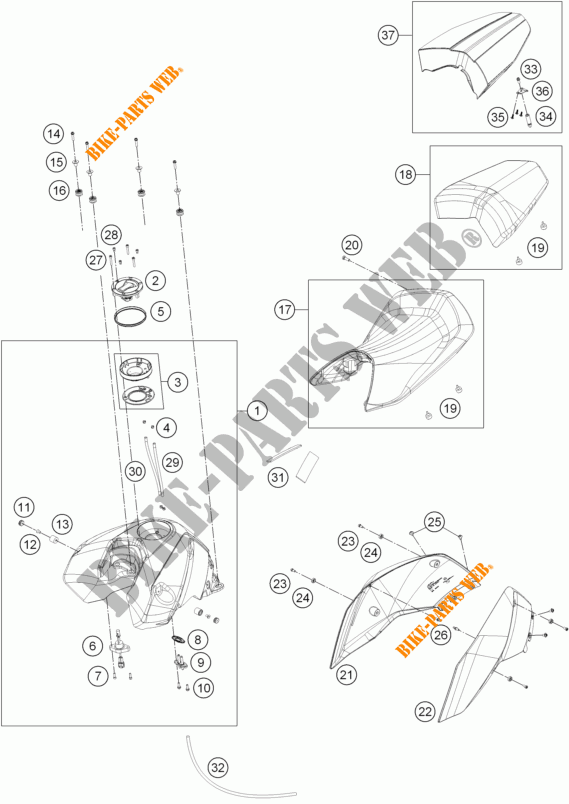 RESERVOIR / SELLE pour KTM 690 DUKE R ABS de 2015