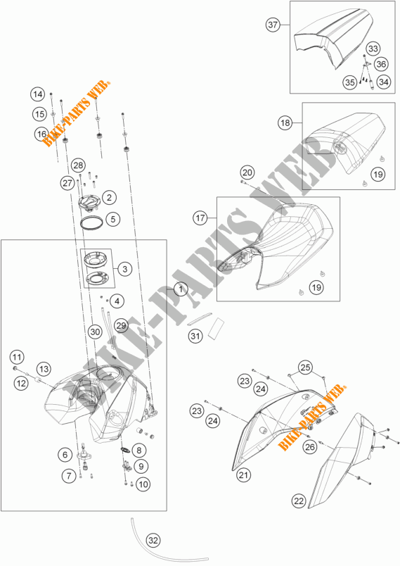 RESERVOIR / SELLE pour KTM 690 DUKE R ABS de 2015