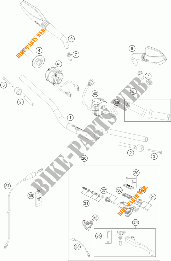 GUIDON / COMMANDES pour KTM 690 DUKE R ABS de 2014