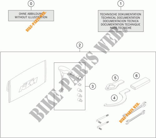 TROUSSE A OUTILS / MANUELS / OPTIONS pour KTM 1290 SUPER DUKE R EVO orange de 2023