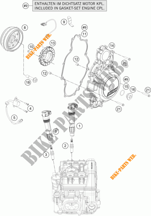 ALLUMAGE pour KTM 1290 SUPER DUKE GT ORANGE ABS de 2016
