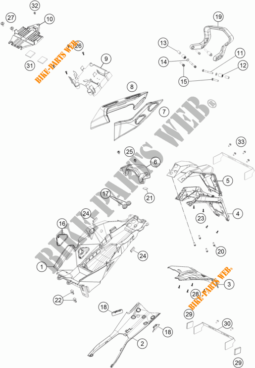 GARDE BOUE ARRIERE / BAVETTE pour KTM 1290 SUPER DUKE GT GREY ABS de 2016