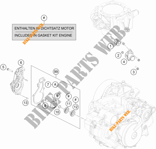POMPE A EAU pour KTM 690 DUKE ORANGE ABS de 2016