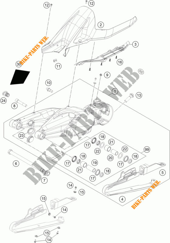 BRAS OSCILLANT  pour KTM 1290 SUPER DUKE GT orange de 2023