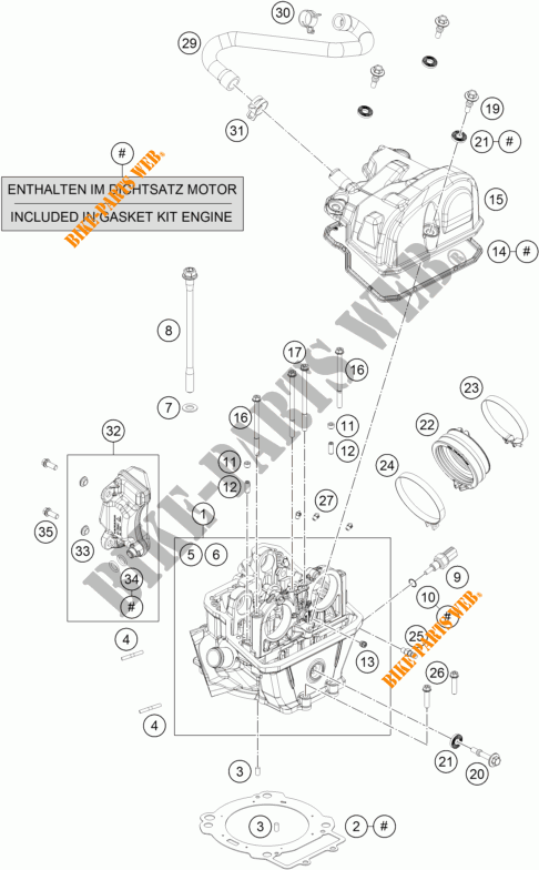 CULASSE pour KTM 690 DUKE ORANGE ABS de 2016