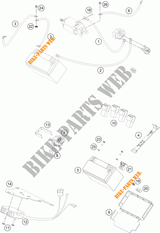 BATTERIE pour KTM 690 DUKE ORANGE ABS de 2016