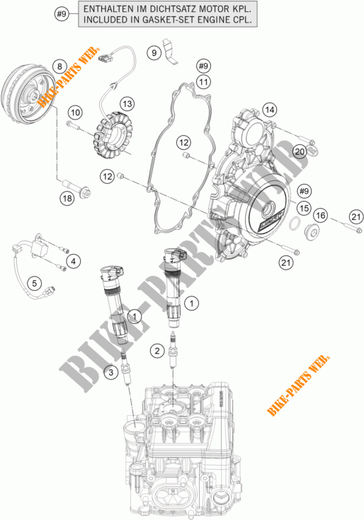 ALLUMAGE pour KTM 1290 SUPER DUKE GT ORANGE ABS de 2016