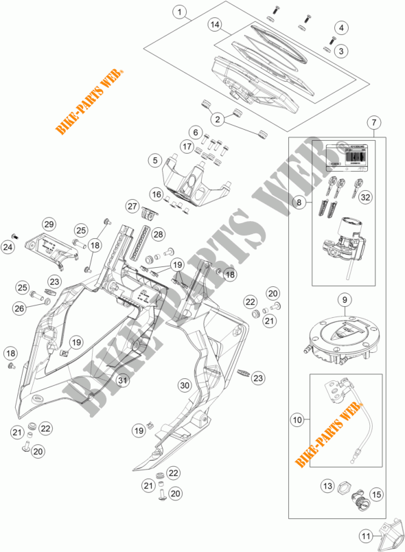 CONTACTEUR A CLE pour KTM 1290 SUPER DUKE GT ORANGE ABS de 2016