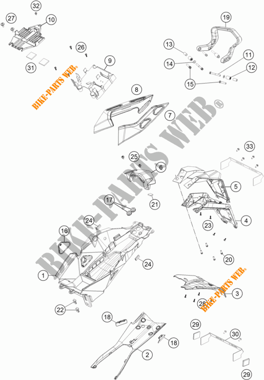 GARDE BOUE ARRIERE / BAVETTE pour KTM 1290 SUPER DUKE GT ORANGE ABS de 2016