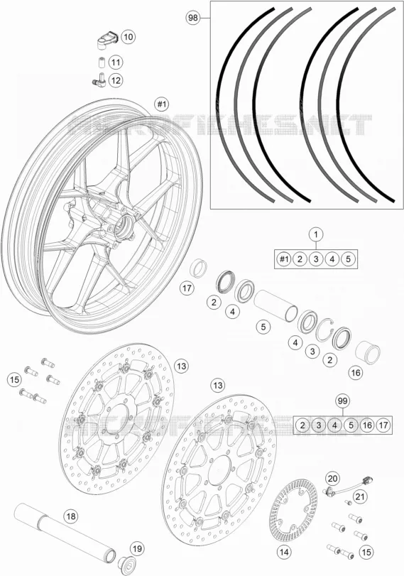 ROUE AVANT KTM MOTO 1290 2016 SUPERDUKE  1290 SUPER DUKE GT ORANGE ABS