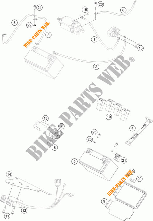 BATTERIE pour KTM 690 DUKE ORANGE ABS de 2016