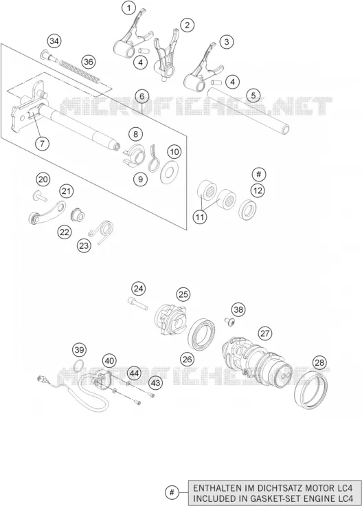 MECANISME DE SELECTION DE VITESSES KTM MOTO 690 2015 DUKE  690 DUKE BLACK ABS
