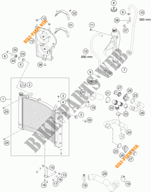 CIRCUIT DE REFROIDISSEMENT pour KTM 1290 SUPER DUKE GT GREY ABS de 2016