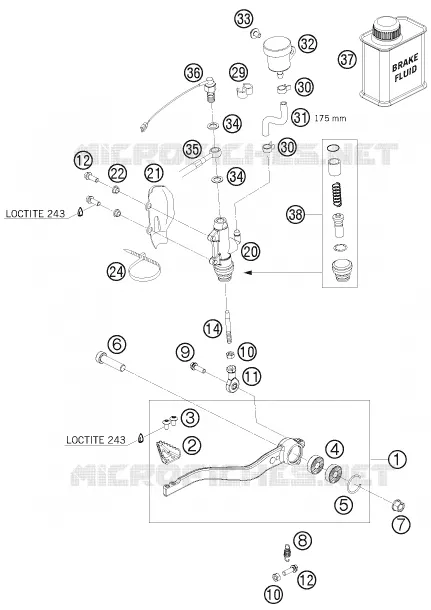 MAITRE CYLINDRE DE FREIN ARRIERE KTM MOTO 690 2010 DUKE  690 DUKE BLACK