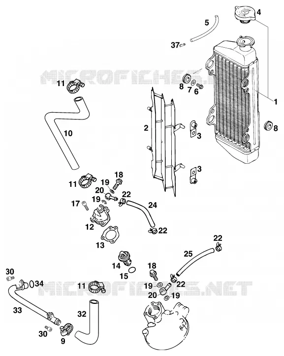 CIRCUIT DE REFROIDISSEMENT KTM MOTO 125 1997 STING  125 STING/100