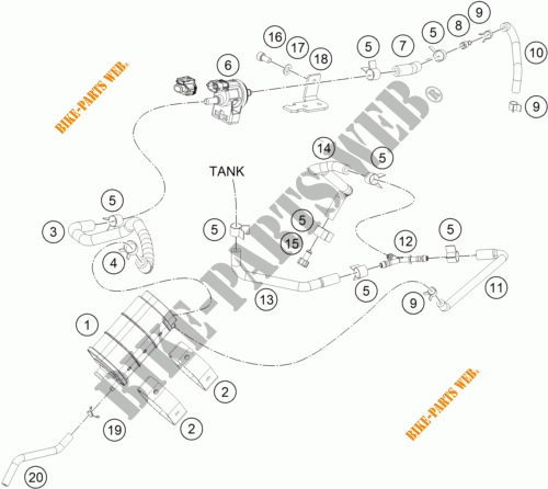 EVAPORATIVE CANISTER pour KTM 390 DUKE ORANGE de 2018