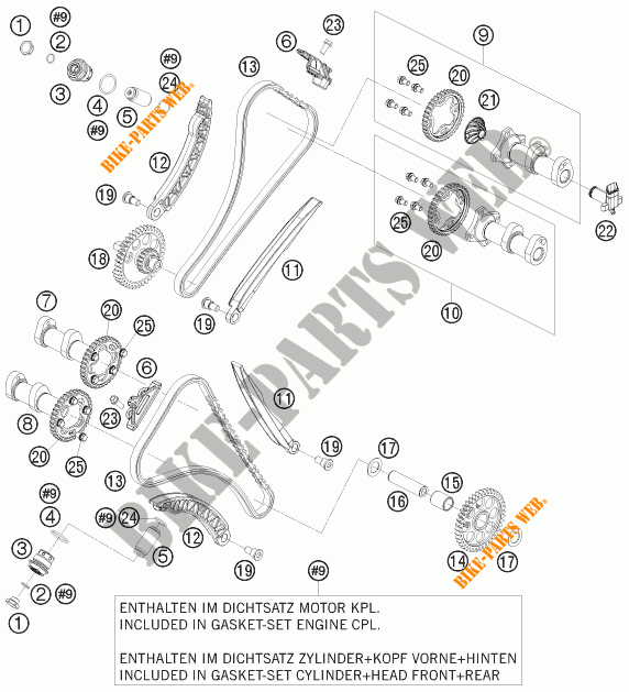 DISTRIBUTION pour KTM 1190 RC8 R TRACK de 2012