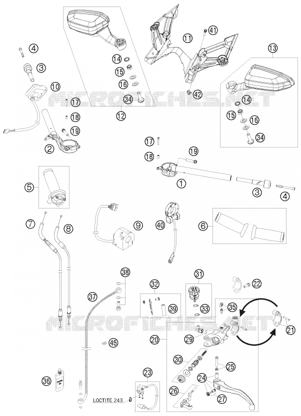 GUIDON / COMMANDES KTM MOTO 1190 2012 RC8  1190 RC8 R TRACK