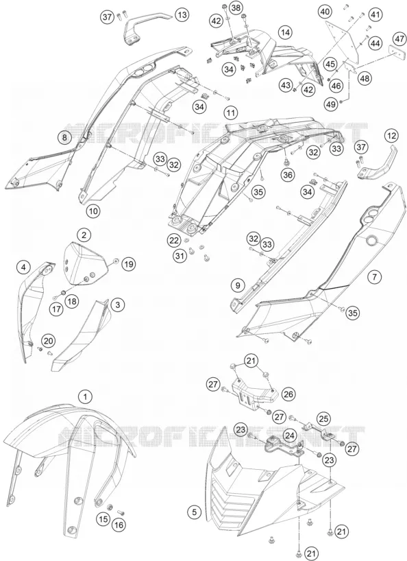 PLASTIQUES KTM MOTO 390 2016 DUKE  390 DUKE WHITE ABS