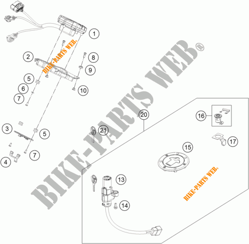 CONTACTEUR A CLE pour KTM 390 DUKE WHITE ABS de 2016
