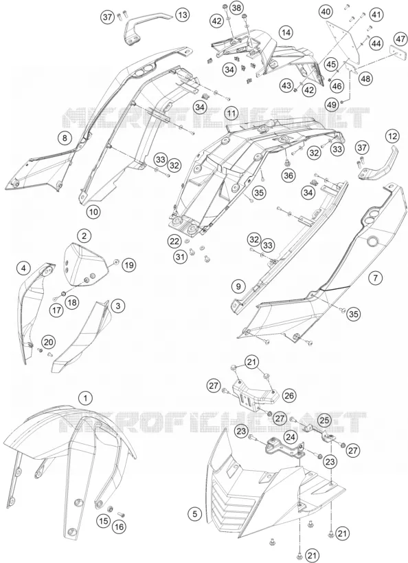 PLASTIQUES KTM MOTO 390 2016 DUKE  390 DUKE WHITE ABS