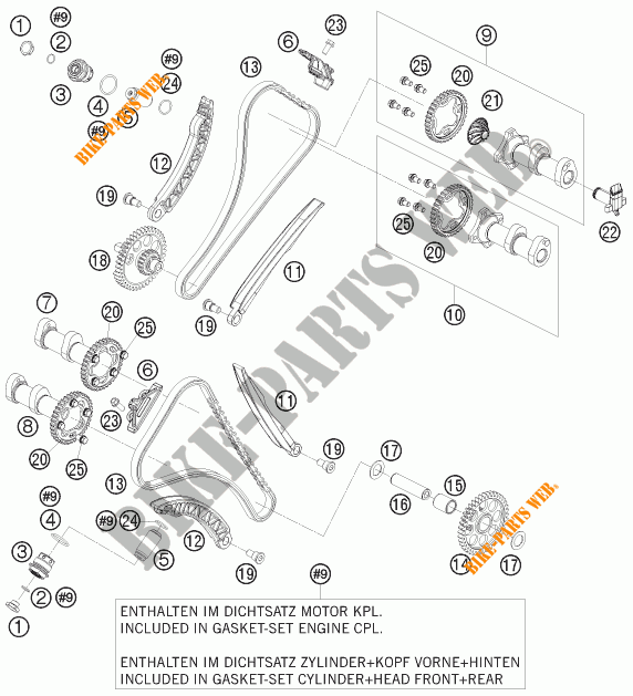 DISTRIBUTION pour KTM 1190 RC8 R TRACK de 2011