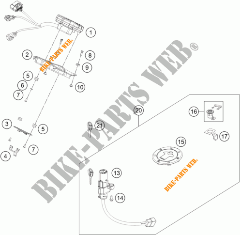 CONTACTEUR A CLE pour KTM 390 DUKE WHITE ABS de 2016