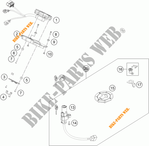 CONTACTEUR A CLE pour KTM 390 DUKE WHITE ABS de 2015