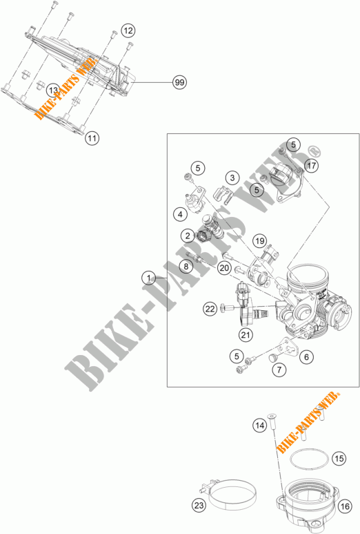BOITIER PAPILLON INJECTION pour KTM 390 DUKE BLACK ABS de 2015