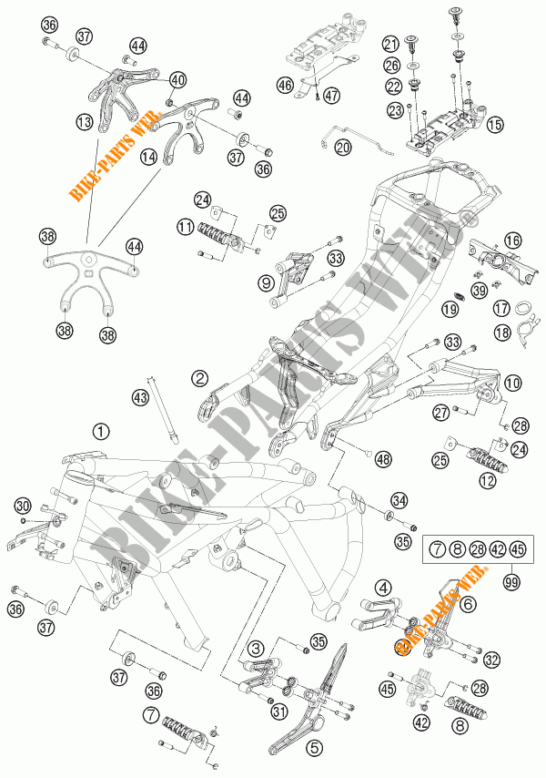 CADRE pour KTM 1190 RC8 R WHITE de 2015