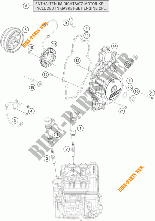 ALLUMAGE pour KTM 1190 RC8 R WHITE de 2015
