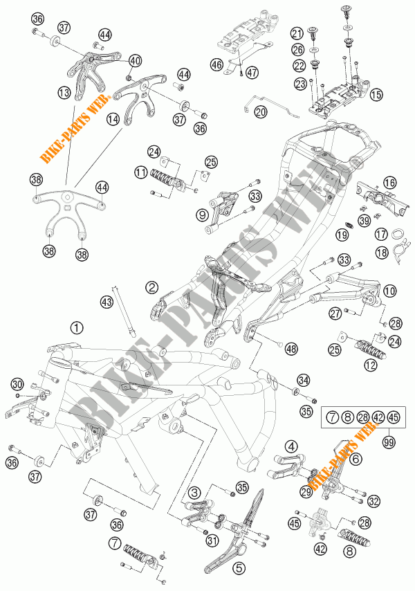 CADRE pour KTM 1190 RC8 R WHITE de 2015