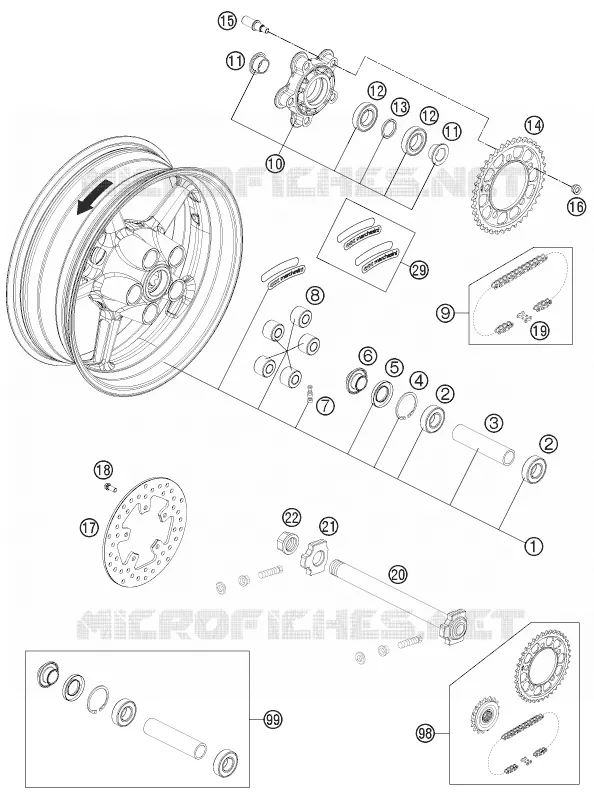 ROUE ARRIERE KTM MOTO 1190 2015 RC8  1190 RC8 R WHITE