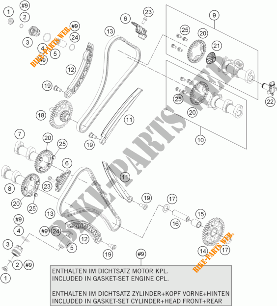 DISTRIBUTION pour KTM 1190 RC8 R WHITE de 2015
