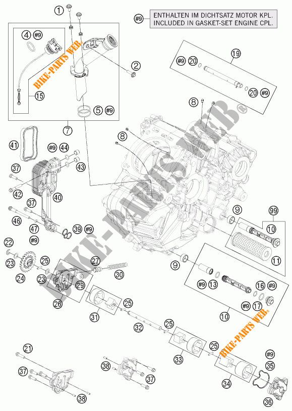 POMPE A HUILE pour KTM 1190 RC8 R WHITE de 2014