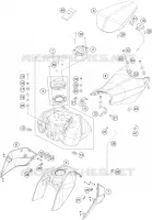 RESERVOIR / SELLE pour KTM 200 DUKE WHITE NON ABS de 2018