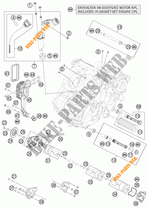 POMPE A HUILE pour KTM 1190 RC8 R WHITE de 2013