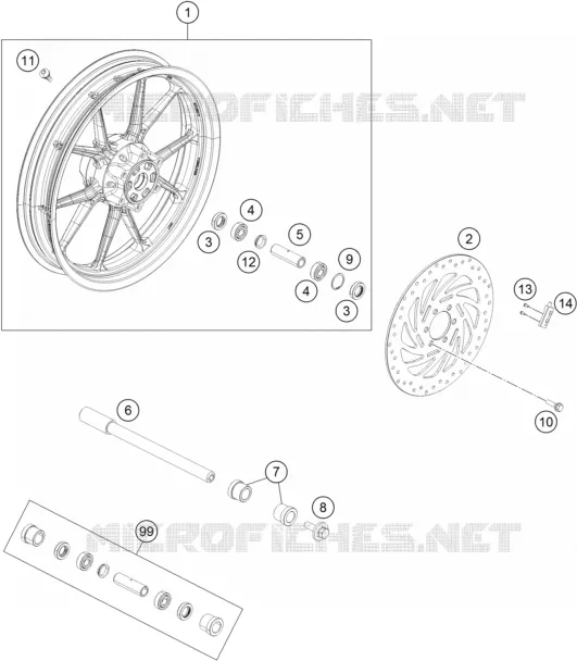 ROUE AVANT KTM MOTO 200 2017 DUKE  200 DUKE WHITE NON ABS