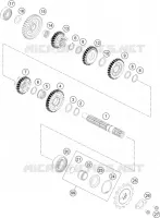 BOITE DE VITESSES   ARBRE SECONDAIRE pour KTM 200 DUKE WHITE NON ABS de 2016