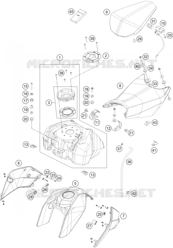 RESERVOIR / SELLE KTM MOTO 200 2016 DUKE  200 DUKE WHITE NON ABS