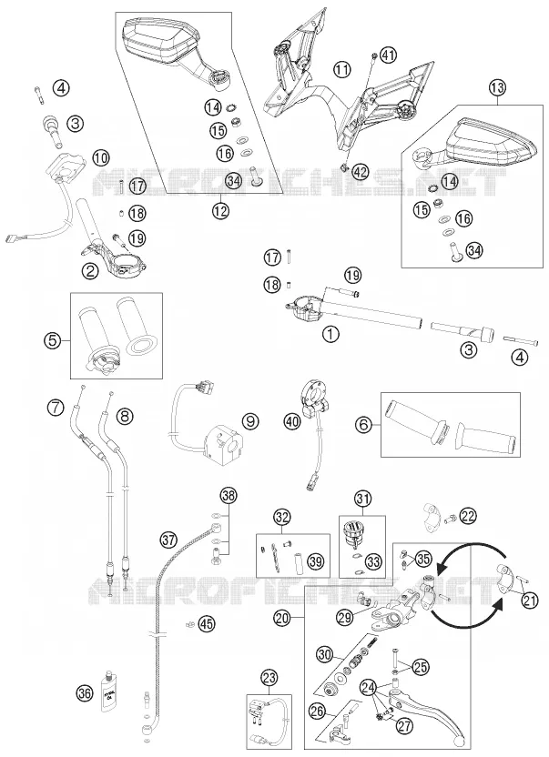 GUIDON / COMMANDES KTM MOTO 1190 2013 RC8  1190 RC8 R WHITE
