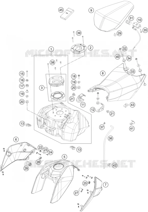 RESERVOIR / SELLE KTM MOTO 200 2016 DUKE  200 DUKE ORANGE NON ABS