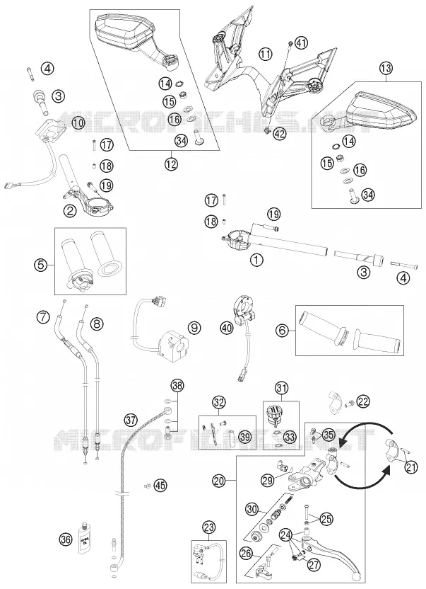 GUIDON / COMMANDES KTM MOTO 1190 2013 RC8  1190 RC8 R WHITE