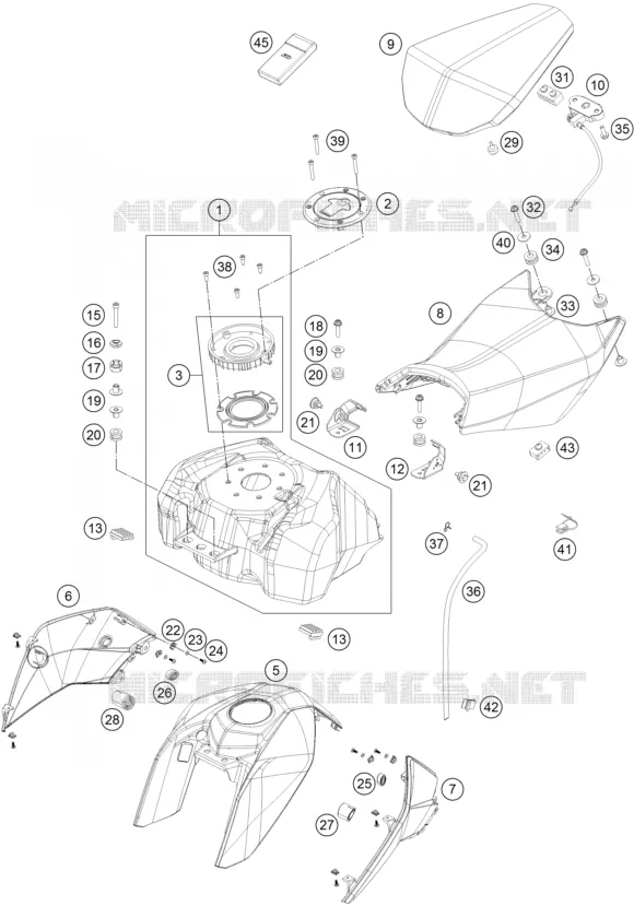 RESERVOIR / SELLE KTM MOTO 200 2015 DUKE  200 DUKE WHITE NON ABS